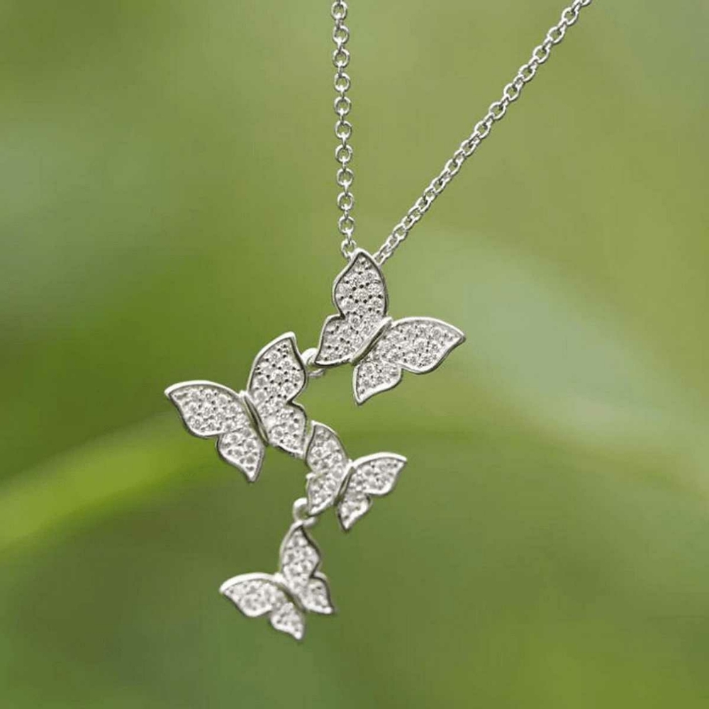 Lovely 925 Sterling Silver Butterfly Necklace